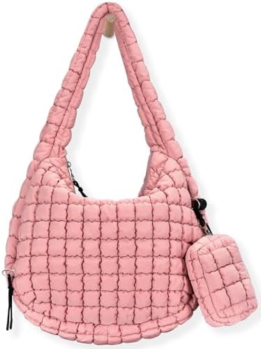 Puffer Tote Bag for Women Large Quilted Puffy Lightweight Carryall Crossbody Tote Bag for Women