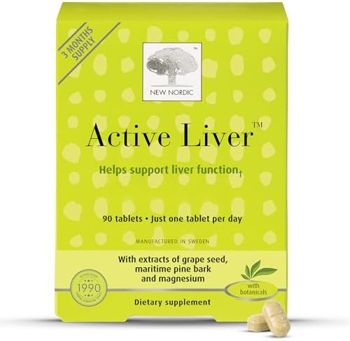 NEW NORDIC Active Liver Daily Support Supplement 30-Day Supply - 30 Tablets | Includes a supply of daily liver supplements, featuring a botanical blend of milk thistle and artichoke in a tablet format