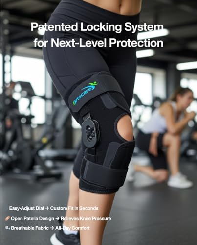 Hinged Knee Brace with Side Stabilizers & Locking Dial- Adjustable Knee Support for ACL Recovery, Meniscus Tear