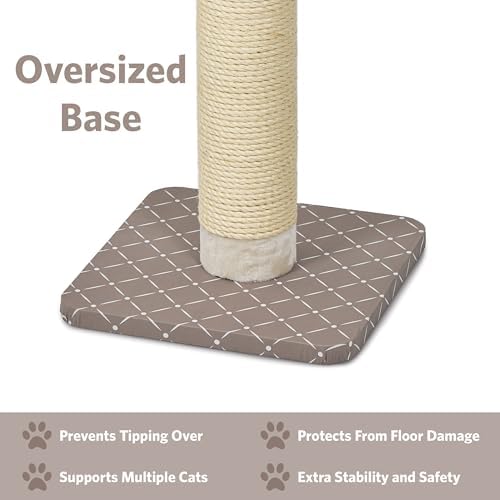 MidWest Homes for Pets Feline Nuvo Grand Forte Scratching Post, 41 Inches Tall, Heavy-Duty Sisal Post with Wide Base, Thick Brown Faux Fur, for Large and Multi-Cat Households