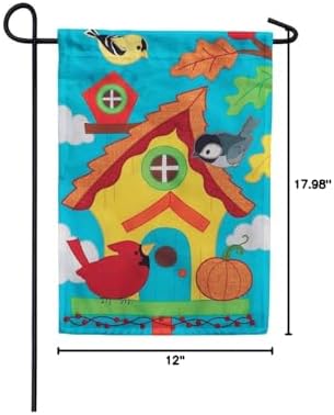 Whimsy Birdhouse - Garden Size, Emboidered Applique Style, Double Sided Decorative Flag - Approx. 12 Inch X 17.98 Inch