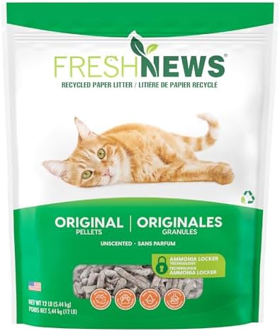 Fresh News Recycled Paper Original Pellet Cat Litter, 25 Pound, Non-Clumping, Unscented, Made in USA