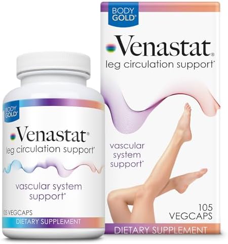 Body Gold Venastat, Leg Vein Support Supplements, 60 Veggie Capsules