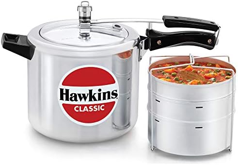 Hawkins 6.5 Litre Classic Pressure Cooker with Pots, Inner Lid Cooker with Separator Set, Silver (CL66)