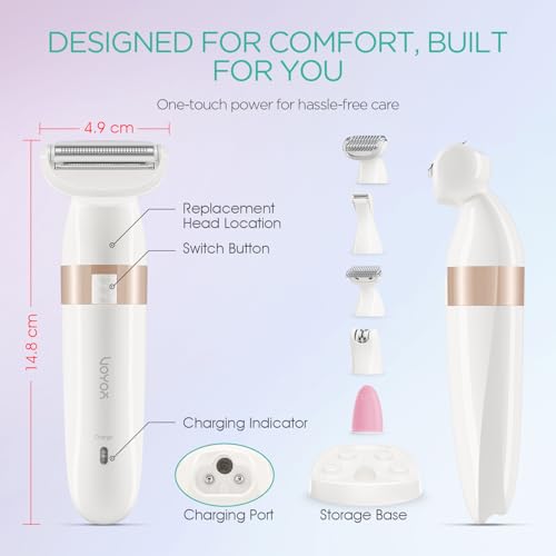 VOYOR Electric Razors for Women, 5 in 1 Bikini Shaver for Legs & Body ES500