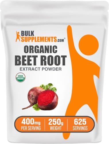 BulkSupplements.com Organic Beet Root Extract Powder - Beet Root Powder, Nitric Oxide Supplement - Vegan & Gluten Free, 400mg per Serving