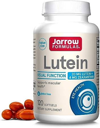Jarrow Lutein 20 mg with Zeaxanthin, Visual Function Support, 120 Softgels | Dietary Supplement For Visual Function And Macular Health Support