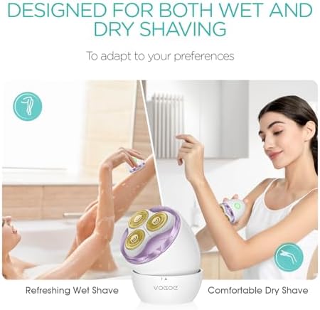 VOGOE Electric Shaver for Women, 3D Floating Blade Rotary Razor, ES300