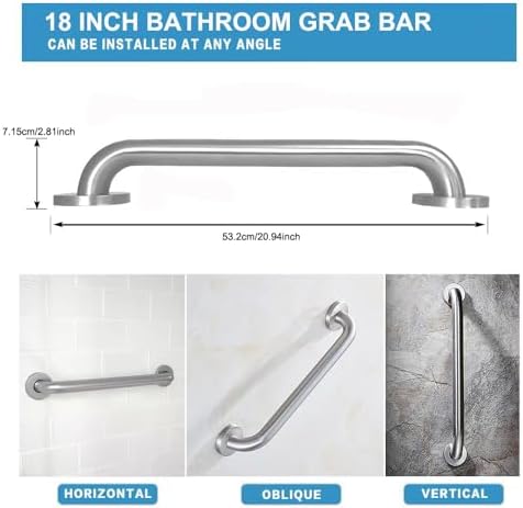 Stainless Steel Bathroom Safety Shower Grab Bar, Anti Slip Bathtubs Grab Bars,Toilet Assist Saft Handle Handrail ADA Compliant 500lbs for Handicap Elderly Senior (Brushed, 12 Inches)