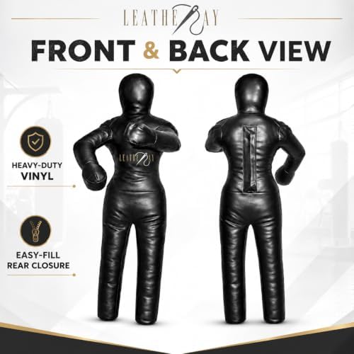 LEATHERAY MMA Jiu Jitsu Grappling Dummy Judo Punching Bag,Brazilian Jiu Jitsu Dummy,Wrestling Grappling BJJ Dummy Black -Unfilled