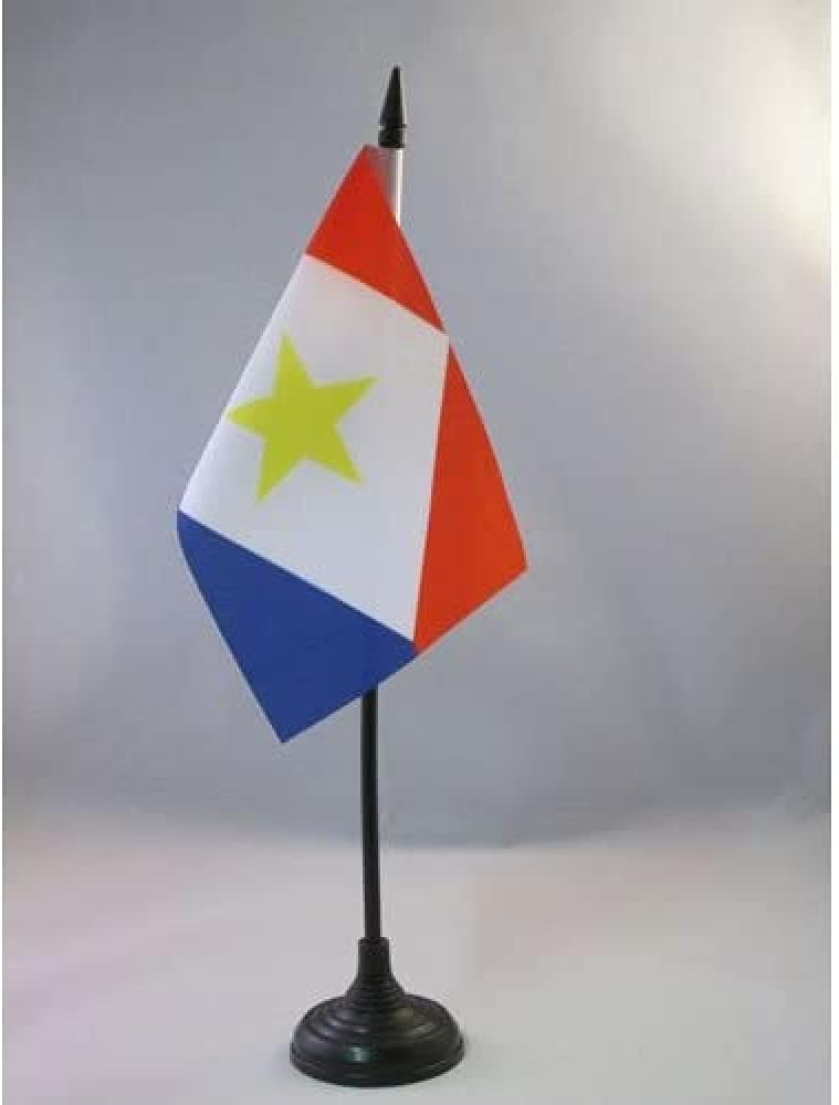 AZ FLAG Nicaragua Table Flag 4x6 in 100D Polyester Plastic Base | Indoor use Nicaraguan 15x10 cm desk flag stitched finish with reinforced edges with plastic pole