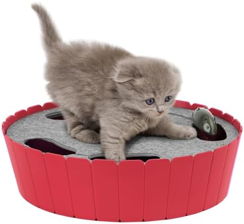 Pawaboo Interactive Cat Toy with Running Mouse, Automatic Track Kitten Toy | Electronic Motion Cat Toy for Indoor Cats, Pop and Play Hide Seek Cats Toys Hunting Mouse for Kitty Play Exercise, Green
