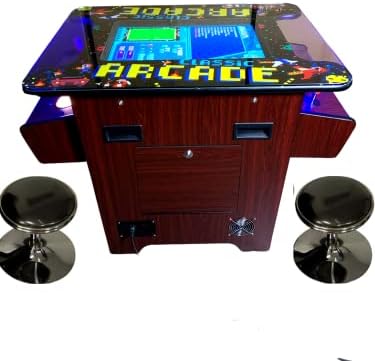 Full Size Commercial Grade Cocktail Arcade Machine 2 Player Upgraded Trackballs 412 Games 22" LCD Screen Tempered Glass 2 Stools Included 5 Year