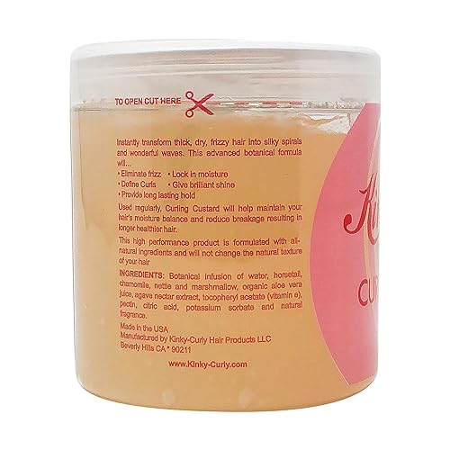 Kinky Curly Original Curling Custard Natural Styling Gel 8oz"Pack of 3"