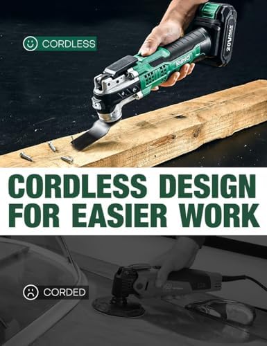 KIMO 20V Cordless Oscillating Tool Kit with 26-Pcs Accessories, Max 21000 OPM, 6 Variable Speed & 3° Oscillating Angle