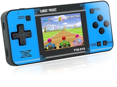 Handheld Game for Kids -Preloaded 220 Retro Video Games, Portable Gaming Player with Rechargeable Battery 3.0" LCD Screen, Mini Arcade Electronic Toy Gifts for Boys Girls (Blue)