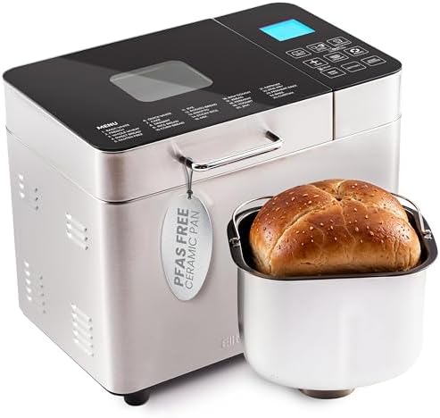 Elite Gourmet Programmable Bread Maker, 2 Lb, 3 Sizes, 19 Presets, Black