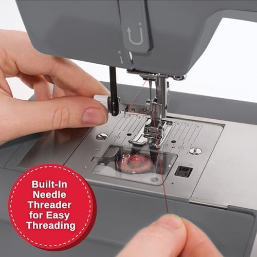 SINGER® Heavy Duty 4452 (Grey) High Speed Sewing Machine + Accessories | 32 Built-In Stitches Deliver 110 Stitch Applications | 50% More Power for Thick Fabrics, 1100 Stitches/Min, 1-Step Buttonhole | Accessories, 32 Built-In Stitches Deliver 110 Stitch…