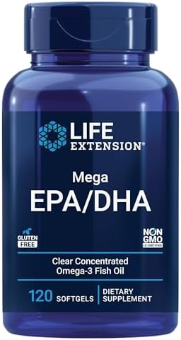 Life Extension Mega EPA/DHA, Omega-3 Fatty acids, Heart & Brain Health, Non-GMO, Gluten-Free