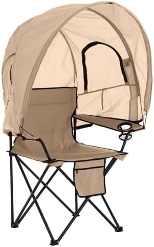 BrylaneHome Oversized Camp Chair with Canopy - Taupe