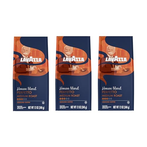 Lavazza House Blend Perfetto Ground Coffee 6 Bags of 12oz, Medium Roast, Full-bodied, Intensity 3/5, 100% Arabica, Ideal for Drip Brewers, (Pack of 6) - Package May Vary