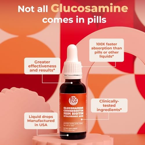 Liquid Glucosamine, Chondroitin, MSM, Biotin, Hyaluronic Acid, All in One Formula for Good Health of Joints, Bones, Hair, Skin & Nails