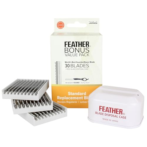 Feather Bonus Value Pack, Styling Razor Standard Blades - Professional Hair Cutting Blades for Styling, Shaping
