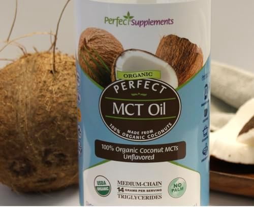 Perfect Supplements – Perfect MCT Oil – 30oz – Organic Coconut MCTs Unflavored Oil – Boosts Sustainable Energy for Body & Brain