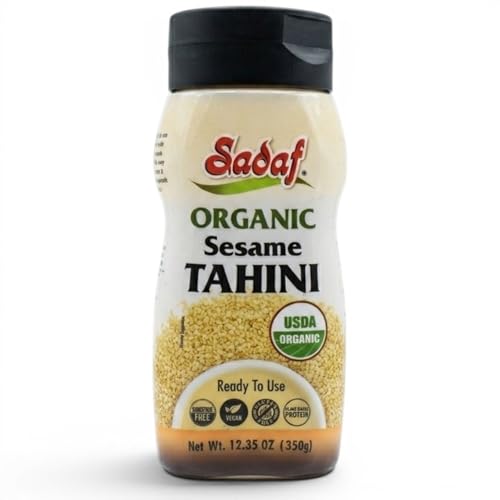 Sadaf Organic Sesame Tahini Squeeze Bottle 12.35 oz – 100% Organic Sesame Paste for Hummus, Dressings & Dips