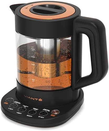 Viante Alba Electric Tea Kettle With Infuser, No Plastic, 1.5L