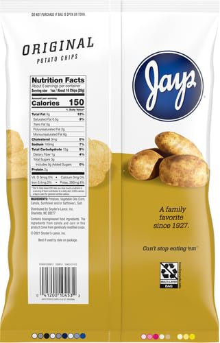 Jays Original Potato Chips, 5.5 Oz Bag