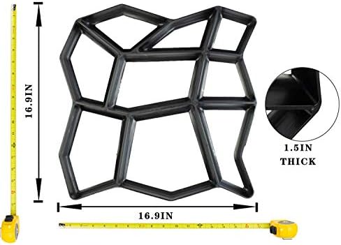 Walk Maker, Pathmate Stone Moldings Paving Pavement Concrete Molds Stepping Stone Paver Walk Way Mold for Patio, Lawn & Garden(Big Size:16.9 x 16.9 x 1.6 inch)