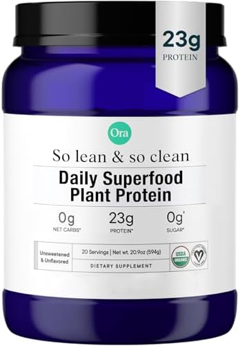 Ora Organic Plant-Based Protein Powder - 23g Protein for Women and Men - Vanilla Flavor 20 Servings, Vegan, Clean Protein, Third-Party Tested, Gluten-Free - 20 Servings
