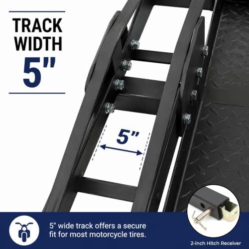 Jeremywell 500 lbs Heavy Duty Motorcycle Dirt Bike Scooter Carrier Hitch Rack Hauler Trailer with Loading Ramp and Anti-Tilt Locking Device