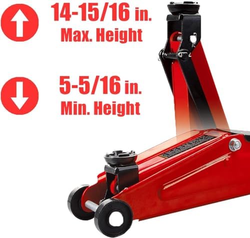 BIG RED AT84007R Torin Hydraulic Low Profile Service/Floor Jack with Dual Piston Quick Lift Pump, 4 Ton (8,000 lb) Capacity, Red