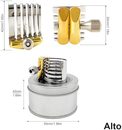 Alto Sax Saxophone Mouthpiece Ligature, Ligature for Professionals & Beginners, Stainless Steel, Gold