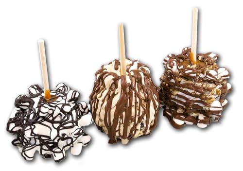 US Sweets Caramel Apple 3 Pack - Caramel Granny Smith Apples Drizzled in Dark or Milk Chocolate with Marshmallows & Nuts | Delicious Gift | Handmade