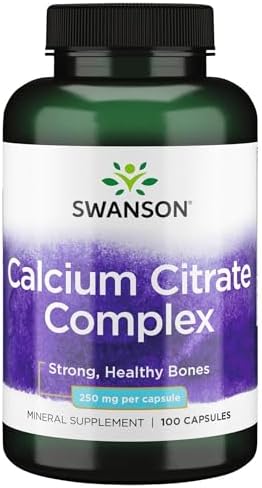 Swanson Calcium Citrate Complex Bone Health 250 mg, 100 Capsules | Supports Bone Density