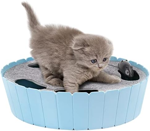 Pawaboo Interactive Cat Toy with Running Mouse, Automatic Track Kitten Toy | Electronic Motion Cat Toy for Indoor Cats, Pop and Play Hide Seek Cats Toys Hunting Mouse for Kitty Play Exercise, Green