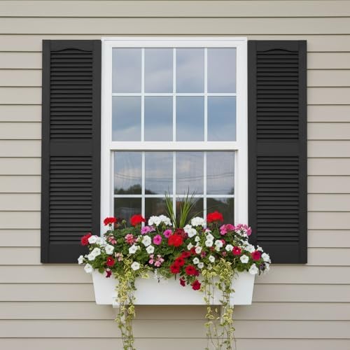 14 1/2"W x 60"H EverColor Open Louver Exterior Vinyl Shutters, w/Installation Shutter-Lok's & Matching Screws (Per Pair), Black