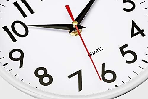 Bernhard Products Silver Wall Clock 8" Silent Non-Ticking Quality Quartz Battery Operated Clock for Home Kitchen Bedroom Bathroom Classroom Nursery
