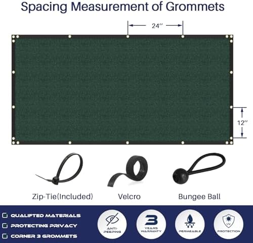 Windscreen4less Privacy Fence Screen 6'x50' Heavy Duty Windscreen Fencing Mesh Fabric Shade Cover for Outdoor Wall Garden Yard Pool Deck, Green