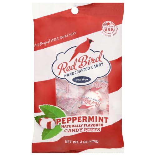 Red Bird Bag Peppermint Candy Puffs 4 oz