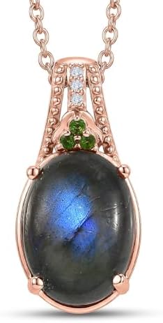 Labradorite Multi 5.60 ctw Pendant Steel Necklace 20"