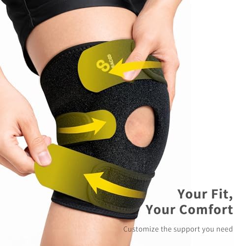Bracoo Knee Support Brace for Men Women, Adjustable Compression Sleeve Wrap Patellar Pad Tendon - Arthritis Pain, meniscus tear, Injury Recovery, Running, Workout, KS10