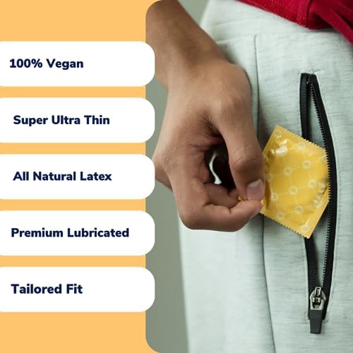 Royal Tailored Fit Ultra Thin Vegan Condoms - Premium Lubricated Condom Pack - Unflavored Lubricant, Organic Latex Rubber - Odorless, Slim