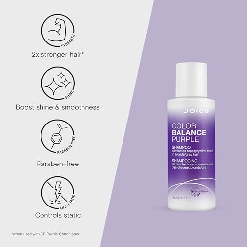 Joico Color Balance Purple Shampoo | For Cool Blonde or Gray Hair | Eliminate Brassy Yellow Tones | Boost Color Vibrancy & Shine | UV Protection