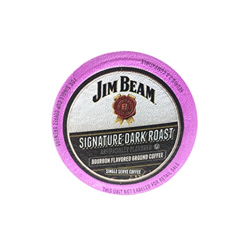 Jim Beam Signature Dark Roast Bourbon Flavored Single Serve Coffee, 18 cups, Keurig 2.0 Compatible