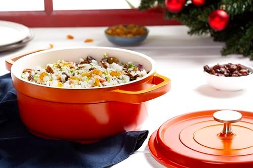 HERCULES Round Casserole, Orange, 10 X 11 inches, 4.3L, Herces Pa9000-24L,