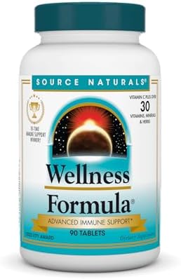 Source Naturals Wellness Formula, Advanced Immune Support* - 180 Tablets | Bio-Aligned Vitamins & Herbal Defense with Vitamin C Plus 30 other Vitamins, Minerals & Herbs for Immune System Support*